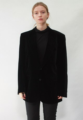 VINTAGE 80' BEAUTIFUL ELEGANT BLACK VELOUR UNISEX JACKET