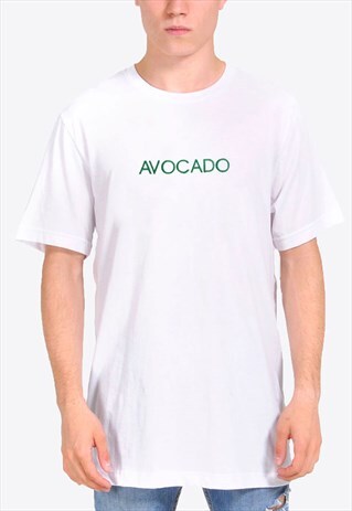 WHITE AVOCADO T-SHIRT - EMBROIDERED