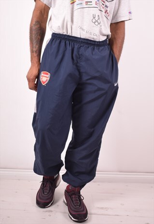 NIKE MENS VINTAGE FC ARSENAL TRACKSUIT TROUSERS LARGE 90S