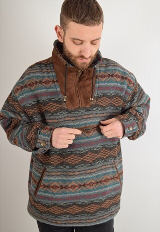 VINTAGE JACKET TRIBES PATTERN 90'S SIZE L(1916)