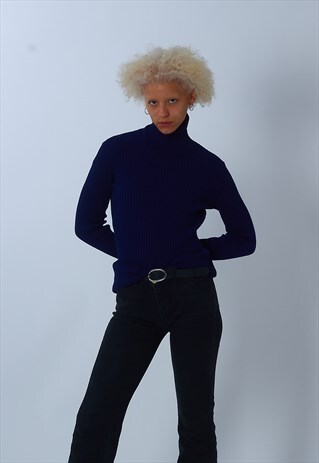 VINTAGE DHAGA 1980'S ROLL NECK KNITTED JUMPER