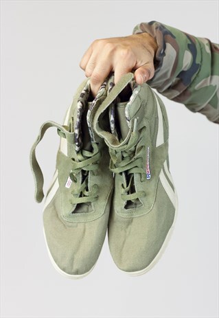 VINTAGE REEBOK GREEN HIGH-TOP TRAINERS