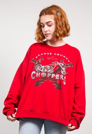 90'S VINTAGE OC CHOPPERS RED OVERSIZE SWEATSHIRT