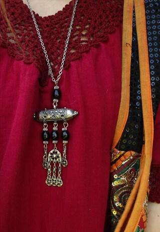 VINTAGE BLACK BOHO COIN NECKLACE
