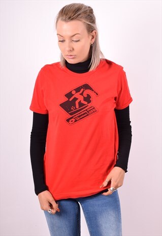 LOTTO WOMENS VINTAGE T-SHIRT TOP LARGE RED 90S