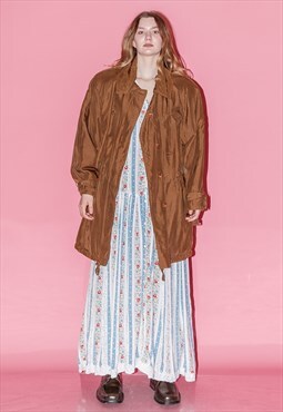 90's Iconic oversized silky coat jacket in caramel brown