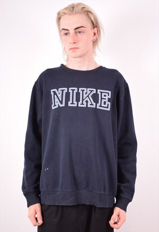 NIKE MENS VINTAGE SWEATSHIRT JUMPER XL NAVY BLUE 90S