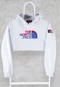 The North Face White Cropped Hoodie Womens Small