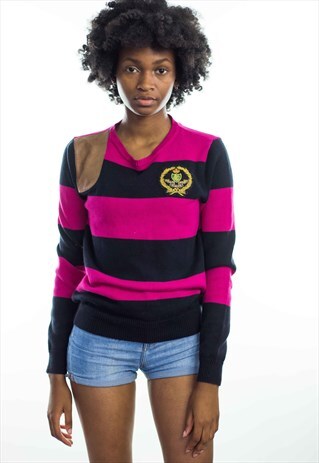 VINTAGE POLO RALPH LAUREN LOGO SWEATER JUMPER 90S L 14.3