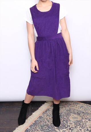VINTAGE 90S PURPLE CORD CORDUROY PINAFORE DRESS