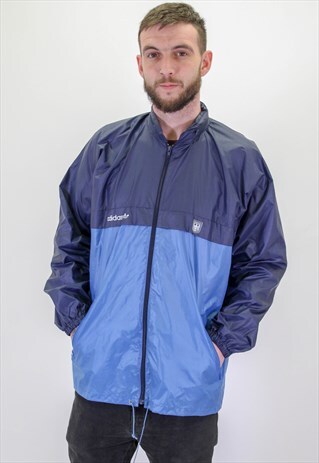 VINTAGE ADIDAS WINDBREAKER JACKET IN BLUE XL