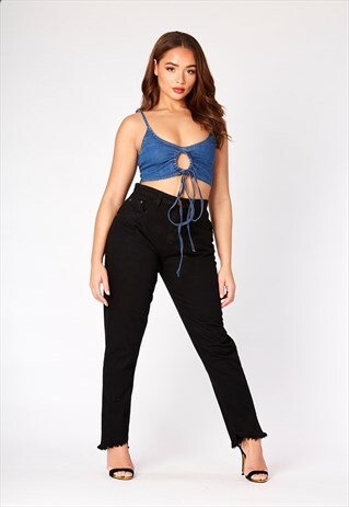 BLACK HIGH WAIST MOM JEANS