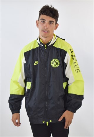 VINTAGE 90S BLACK YELLOW NIKE TRACKSUIT TOP JACKET