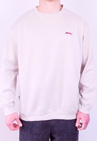 VINTAGE SLAZENGER SWEATSHIRT EMBROIDERED BEIGE XL