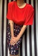 VINTAGE 80S RED SATIN BLOUSE WITH SHORT SLEEVES, UK14.16