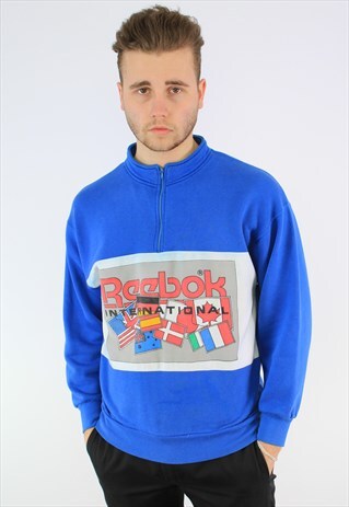 REEBOK BIG LOGO INTERNATIONAL HALF-ZIP SWEATSHIRT