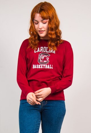 VINTAGE 90'S RED CAROLINA BASKETBALL LONG SLEEVE T-SHIRT