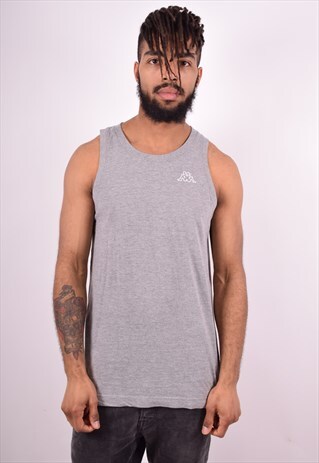 KAPPA MENS VINTAGE VEST TOP LARGE GREY 90'S