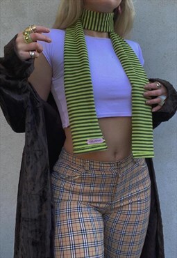 Celiapops Suki skinny scarf in apple green stripe