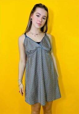 Vintage 90s Satin Lace Mini Slip Dress