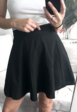 Pleated Black Mini Goth Lolita Skirt - S