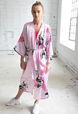 Light pink Peacock Kimono Vintage 90s