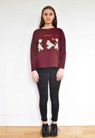 VTG ICEBERG DISNEY DALMATIAN DOGS BURGUNDY SWEATER JUMPER