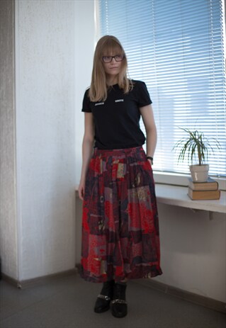 VINTAGE 80'S MIDI MULTCOLOUR PATTERNED SKIRT