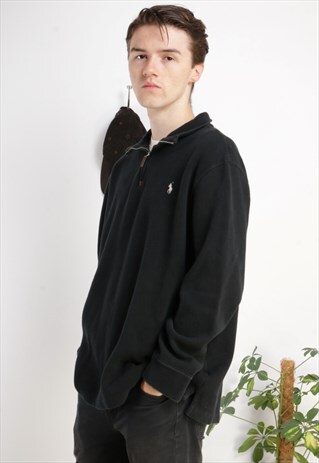 VINTAGE RALPH LAUREN 1/4 ZIP JUMPER BLACK Z469