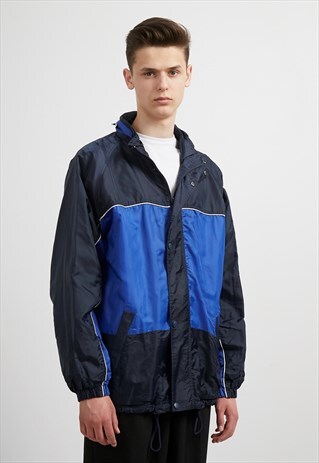 VINTAGE BLUE WINDBREAKER RAINCOAT JACKET