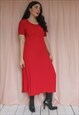 VINTAGE 90S MIDI DRESS IN RED