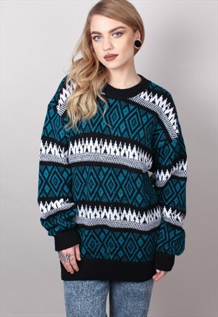 VINTAGE COSBY PATTERN KNIT JUMPER ASM1925