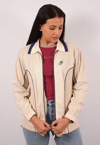 VINTAGE ASICS TRACKSUIT TOP JACKET BEIGE