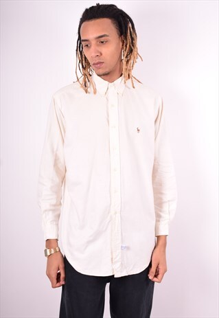 RALPH LAUREN MENS VINTAGE SHIRT MEDIUM BEIGE 90'S