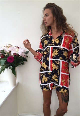 CRAZY PATTERN OVERSIZED UNISEX RETRO VINTAGE FESTIVAL SHIRT