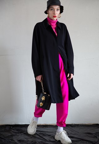 VINTAGE BLACK CLASSIC OVERSIZED LONG COAT