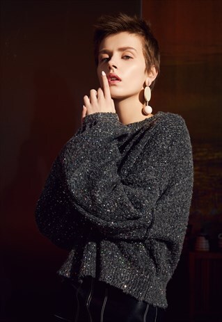 19 WINTER SWEATER, BLACK/GREY