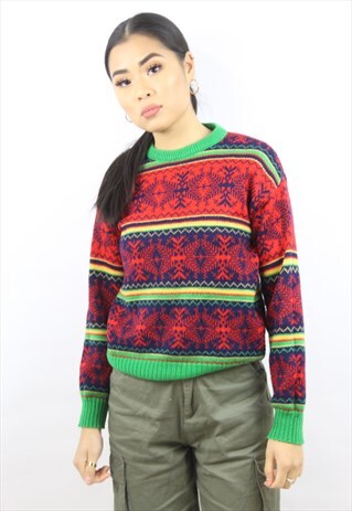 VINTAGE 90'S CUTE PATTERNED KNIT JUMPER