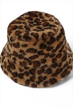 eco fury leopard bucket hat 