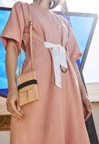PHONE BAG BEIGE LEATHER WITH ELASTIC