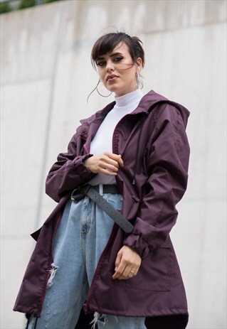 WINDBREAKER PARKA COAT IN BURGUNDY