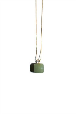 Sugar cube jade pendant necklace