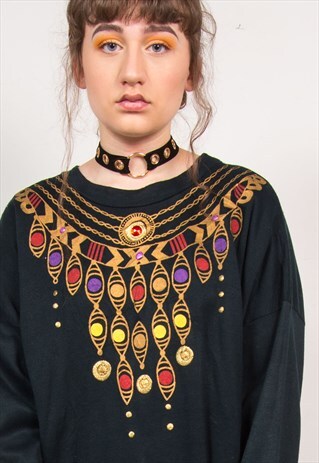 VINTAGE 90'S BLACK JEWEL GEM SWEATSHIRT