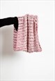 VINTAGE 90S KNITTED FLUFFY PINK INFINITY WOMEN SCARF
