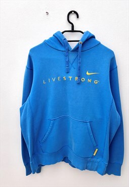 Vintage Nike Y2K blue live strong hoodie medium 