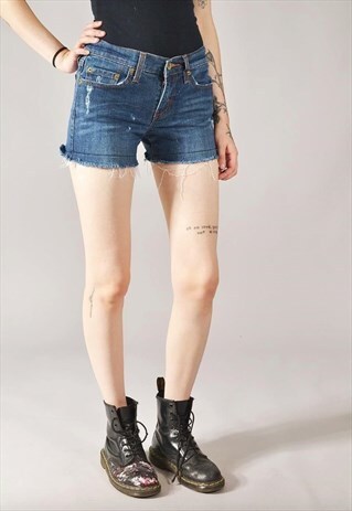 VINTAGE LEVI'S DISTRESSED DENIM SHORTS DARK BLUE