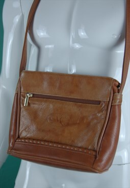 Vintage 90's leather shoulder bag indie festival in brown 