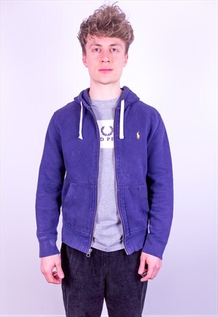 VINTAGE RALPH LAUREN ZIP HOODIE IN BLUE