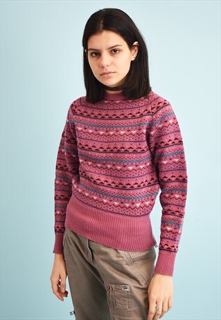 90'S RETRO FAIR ISLE PATTERN KNIT JUMPER