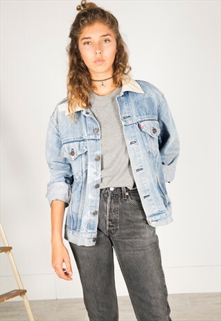VINTAGE 80S CONTRAST COLLAR LEVIS JACKET / R322
